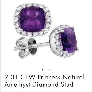 2.01 CTW Princess Natural Amethyst Diamond Stud